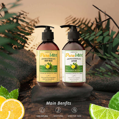 PureMAE Aromatherapy Bergamot & Lemon Body Wash and Lotion
