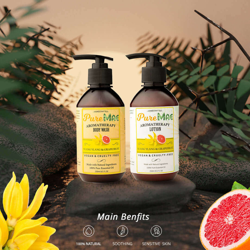 PureMAE Aromatherapy Ylang Ylang & Grapefruit Body Wash and Lotion