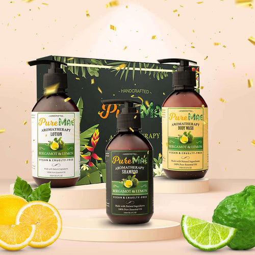 PureMAE Aromatherapy Bergamot & Lemon Body Wash, Lotion & Shampoo