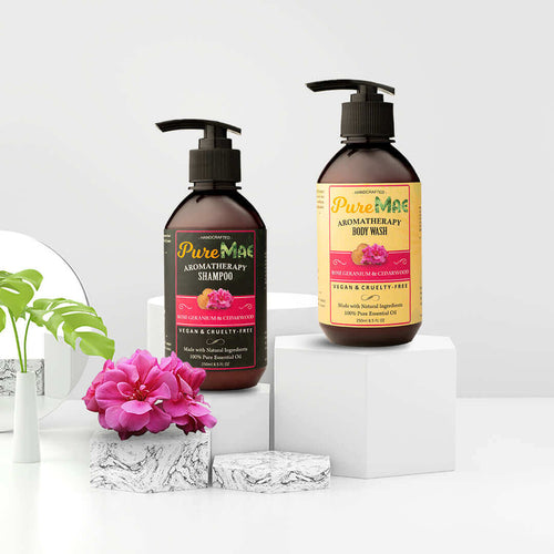 PureMAE Aromatherapy Rose Geranium & Cedarwood Body Wash & Shampoo