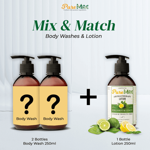 PureMAE Aromatherapy Mix N Match Body Wash & Bergamot Lemon Lotion