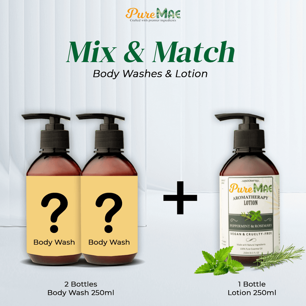 PureMAE Aromatherapy Mix N Match Body Wash & Peppermint Rosemary Lotion