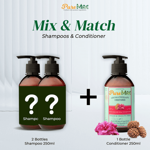 PureMAE Aromatherapy Mix N Match Shampoos & Rose Geranium Cedarwood Conditioner